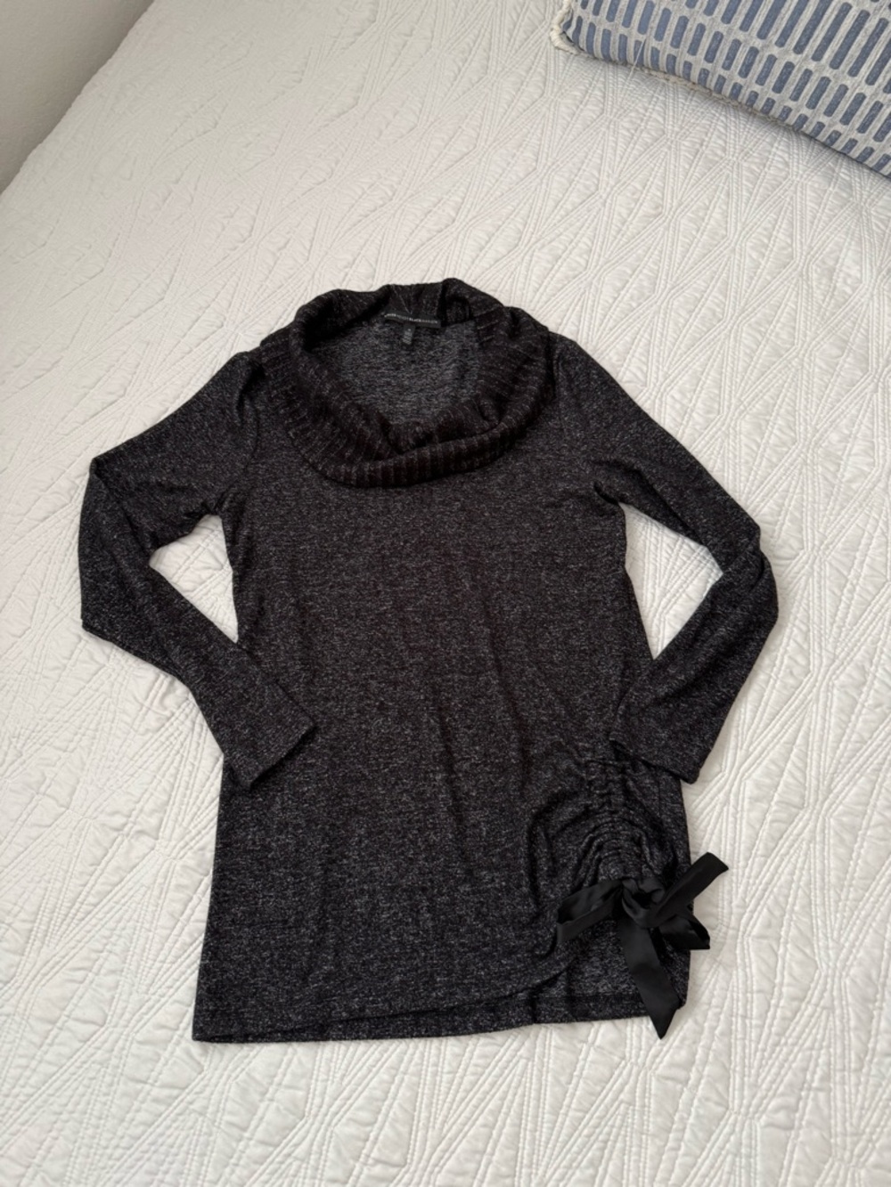 WHBM Women’s Dark Gray Cowl Neck Sweater with Side Bow